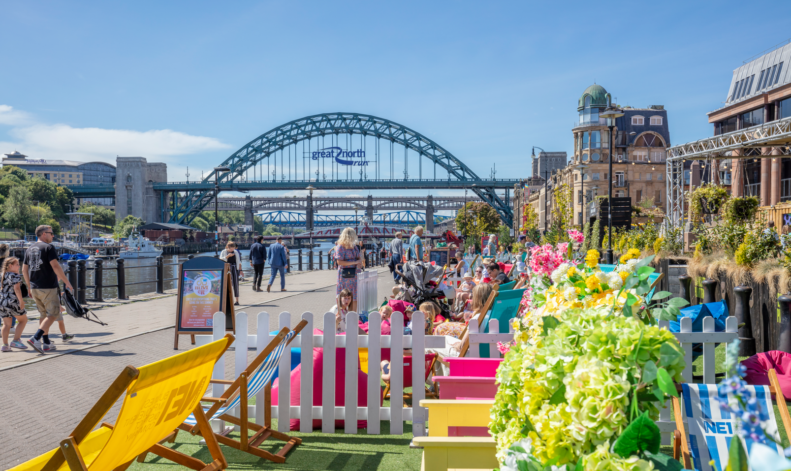 Colourful seating on Newcastle's Quayside
